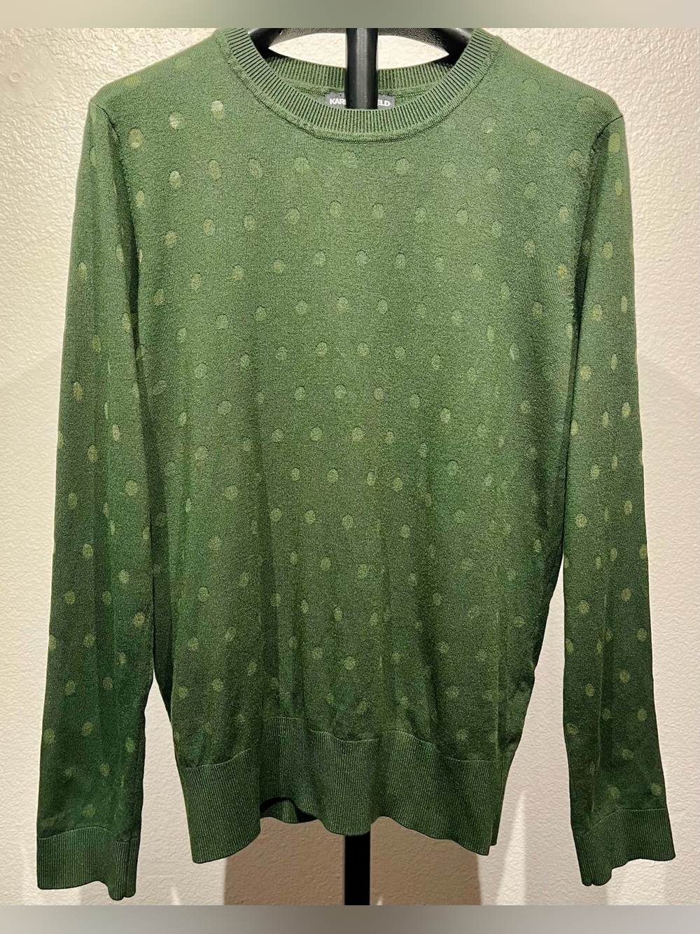Karl Lagerfeld Paris Green Polka Dot Crewneck Sweater - Size XL (Women’s)